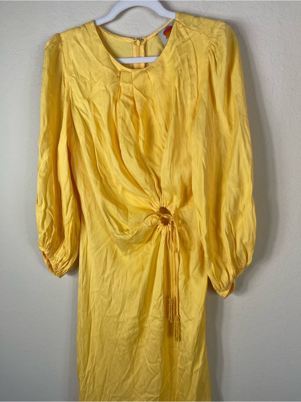 Farm Rio Bead Embellished Draped Satin Midi Dress Size Medium - Picture 4 of 11